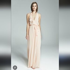 Elegant Peach Halter Maxi Dress - Erica halter chiffon dress